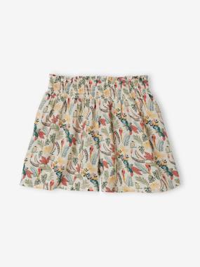 Girls-Shorts-Fluid Skort with Smocked Waistband, for Girls