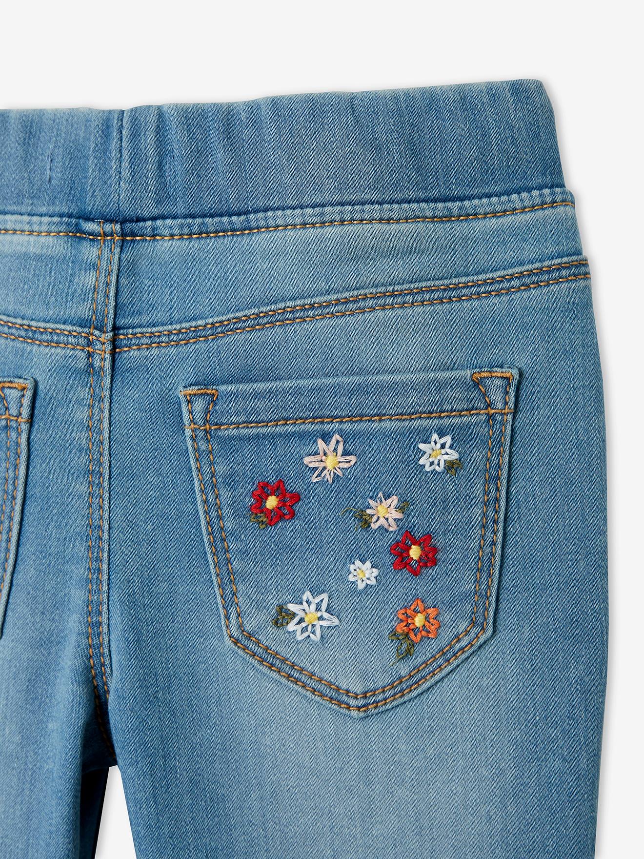 Embroidered Denim-Effect Treggings in 