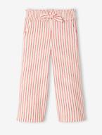 Striped Wide-Leg Trousers with Fancy Bow for Girls  - vertbaudet enfant 