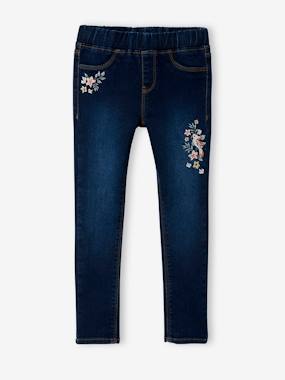 Girls-Jeans-Embroidered Waterless Treggings, MorphologiK Wide Hip, for Girls