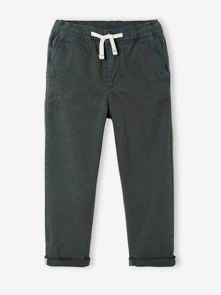 Chino Trousers, Easy to Slip On, for Boys beige+BLUE DARK SOLID WITH DESIGN+GREEN MEDIUM SOLID WITH DESIG - vertbaudet enfant 