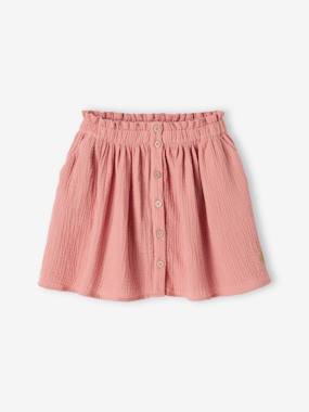 Girls-Skirts-Coloured Skirt in Cotton Gauze, for Girls