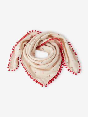 Girls-Scarf with Cherry Print, for Girls