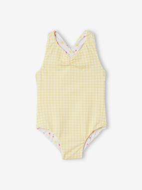 -Fruit/Gingham Reversible Swimsuit for Baby Girls