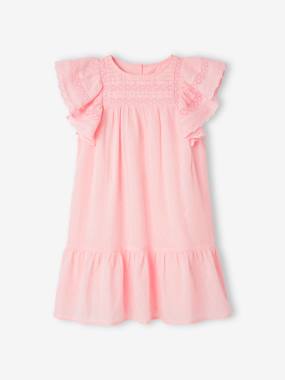 Girls-Special Occasion Dress with Lace & Plumetis Effect, for Girls