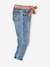 Mom Fit Jeans & Belt in Cotton Gauze, for Girls BLACK MEDIUM SOLID+BLUE MEDIUM SOLID - vertbaudet enfant 