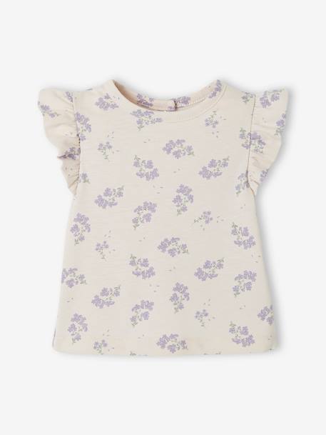 Lot de 2 T-shirts romantiques bébé manches courtes lilas imprimée - vertbaudet enfant 