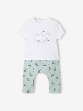 T-Shirt & Trousers Combo, Whales, for Babies  - vertbaudet enfant