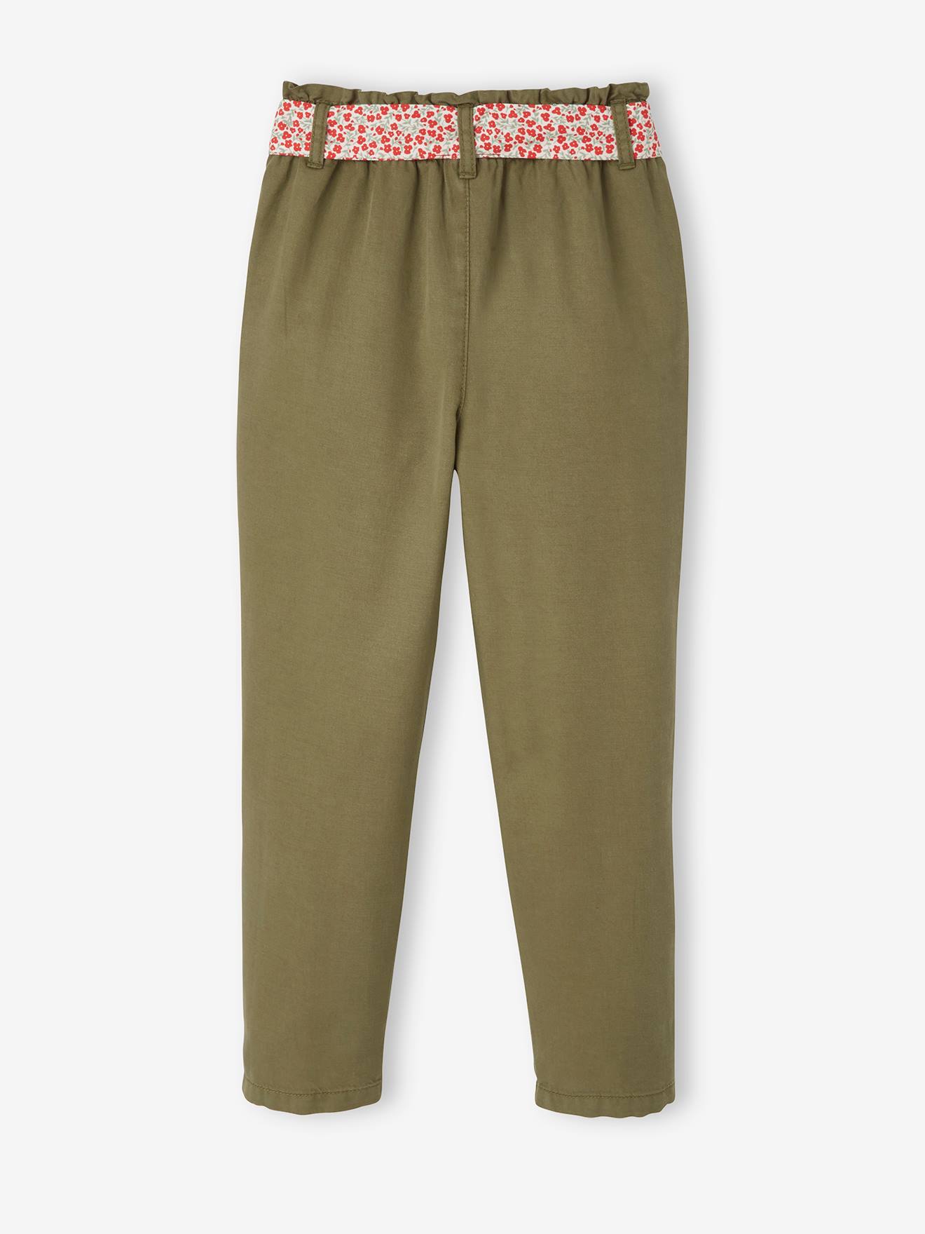 Carrot Trousers with Printed Scarf Belt 