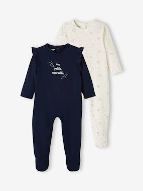 Baby-Pack of 2 Sleepsuits in Cotton for Baby Girls, Oeko-Tex®