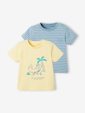 Vertbaudet Basics-Bébé-Lot de 2 T-shirts bébé garçon motifs animaux rigolos Oeko-Tex®