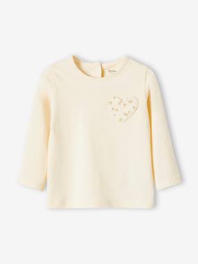 Bébé-T-shirt, sous-pull-T-shirt bébé fille poche coeur et fraises Oeko-Tex®