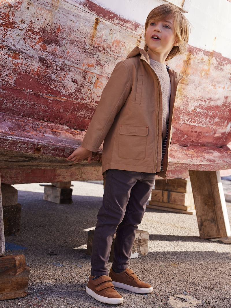 Pantalon Garçon Indestructible Vertbaudet - Coupe Droite, Taille élastique Avec Zip Et Bouton, Couleur Beige