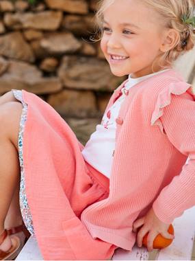 Girls-Cardigans, Jumpers & Sweatshirts-Fancy Cardigan with Iridescent Scalloped Details, for Girls