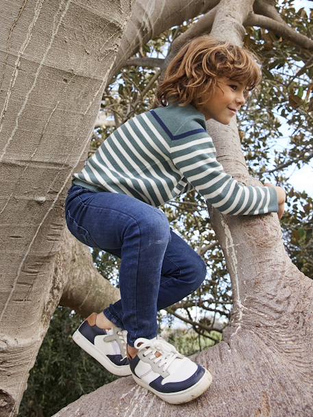 Sailor-Style Striped Jumper for Boys BROWN MEDIUM STRIPED+ecru+green+GREEN MEDIUM SOLID WITH DESIG - vertbaudet enfant 