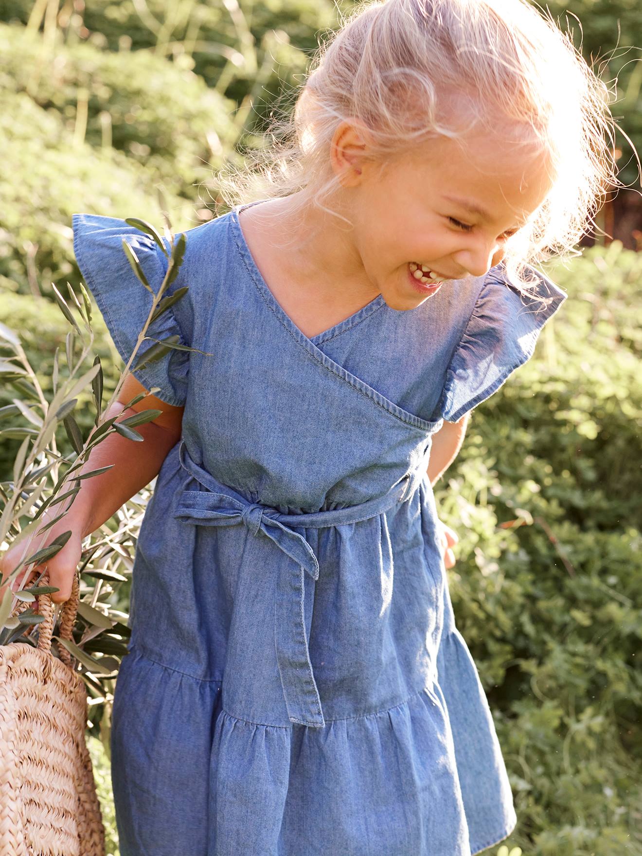 Girls blue sale denim dress