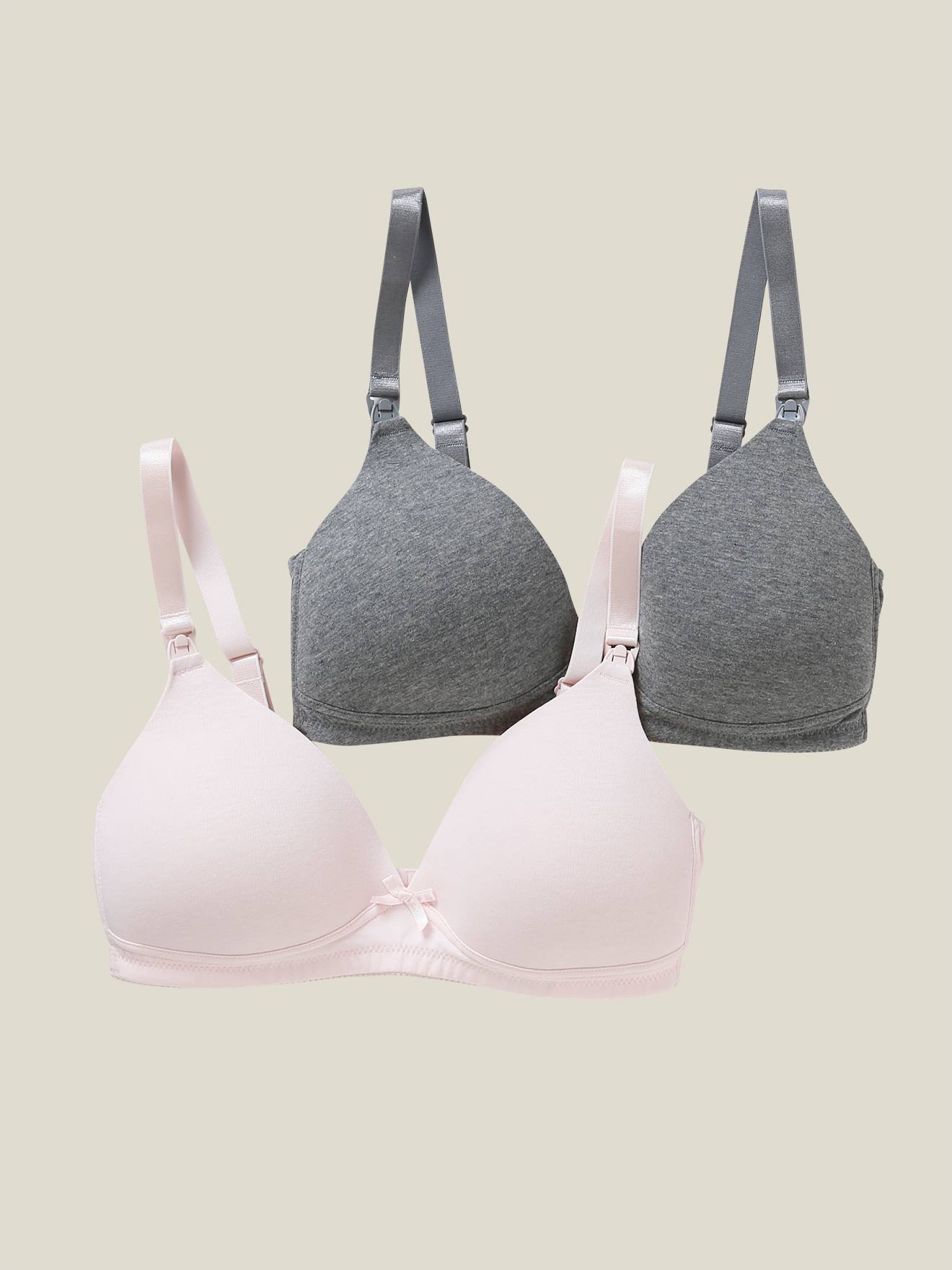 Pack of 2 Padded Bras in Stretch Cotton, Maternity & Nursing Special - rose  beige
