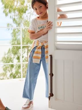 Girls-Jeans-Wide-Leg Embroidered Jeans for Girls