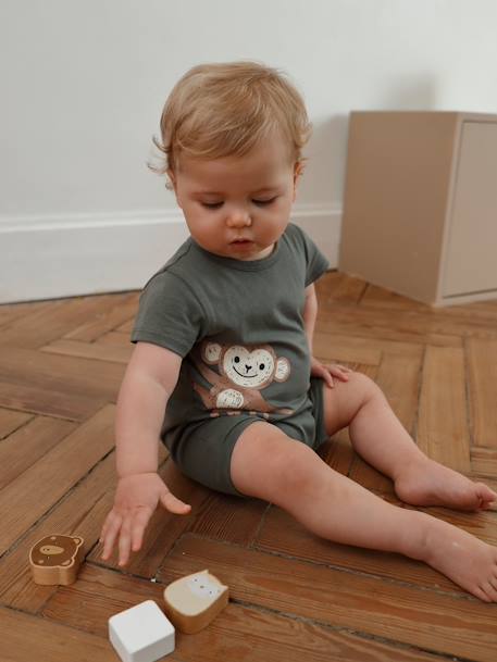 Combinaison Courte Bebe Animal Kaki Bebe