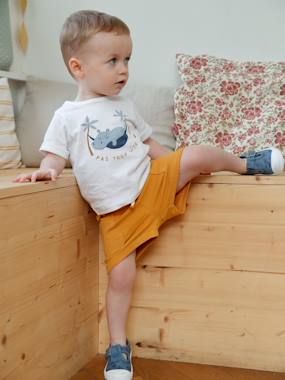 Baby-Shorts-T-Shirt with Motif + Baggy Shorts Combo for Babies