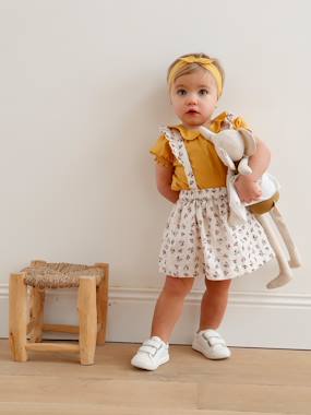 -Blouse, Skirt with Straps & Headband Ensemble for Babies