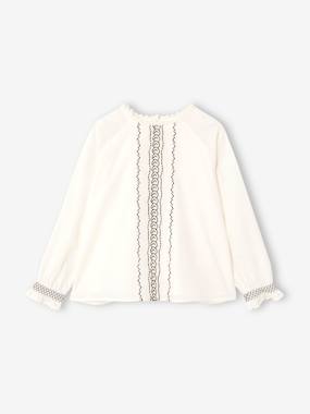 -Cotton Voile Embroidered Blouse for Girls