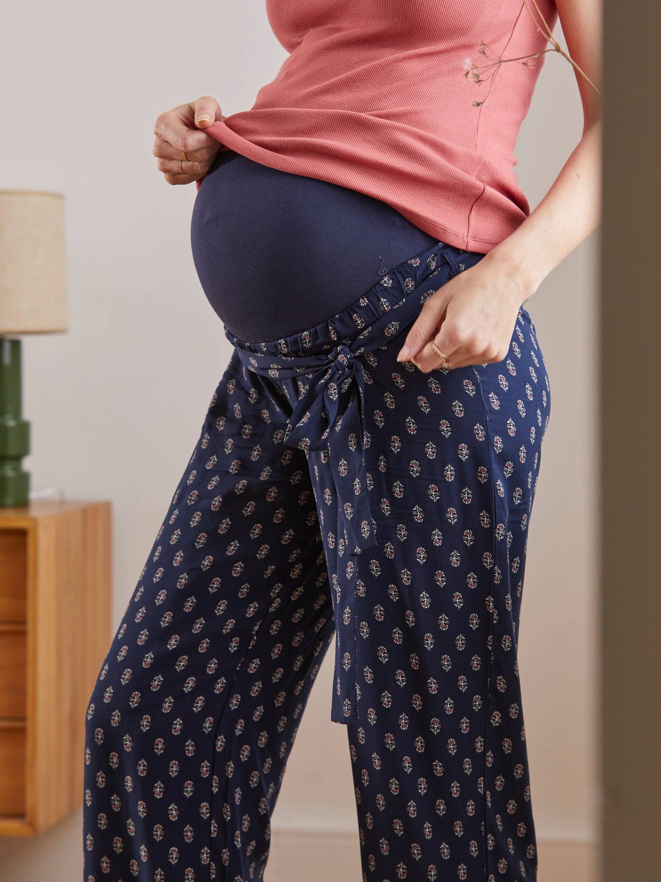 Pantalon de grossesse en gaze de coton terracotta - Vertbaudet