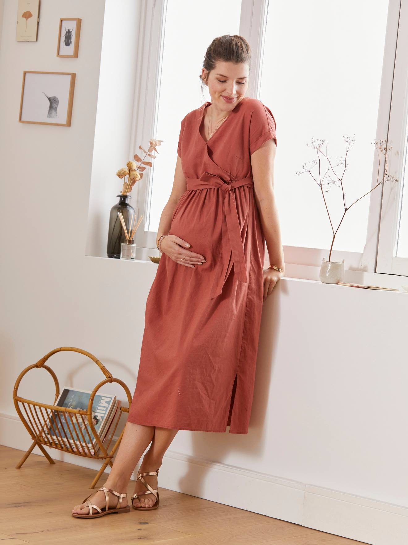 Keyocean Women's Maternity Dress, 100% Cotton Soft Breastfeeding Nightgown,  Short Sleeve Pregnancy Dress, K18025 - Keyocean Cotton Nightgowns for Women