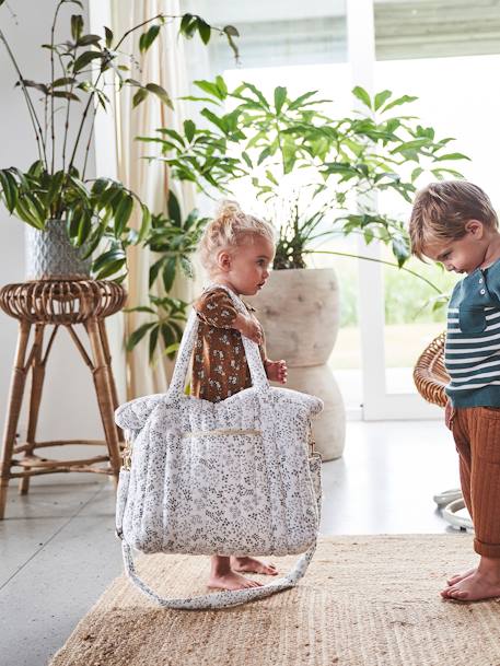 Sac à langer en gaze de coton Plume beige imprimé+blanc imprimé+bleu imprimé+écru+folk+IVOIRE IMPRIME+ivoire végétal - vertbaudet enfant 