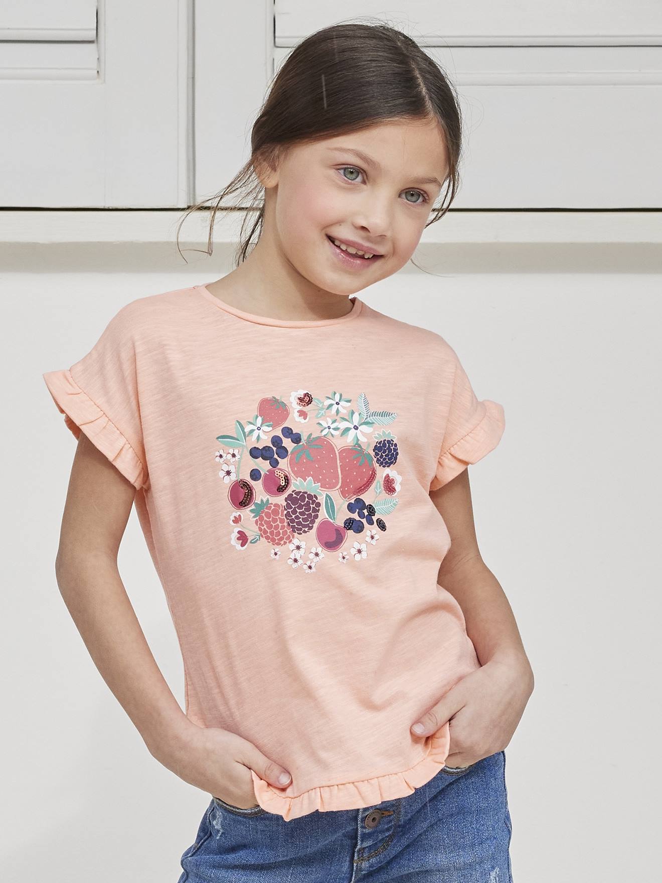 T-Shirt with Ruffle \u0026 Sequins for Girls 