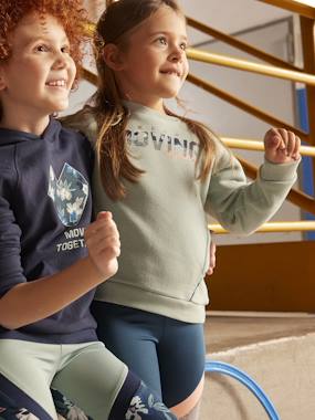 Girls-Sports Sweatshirt with Round Neckline, "Keep moving together", for Girls
