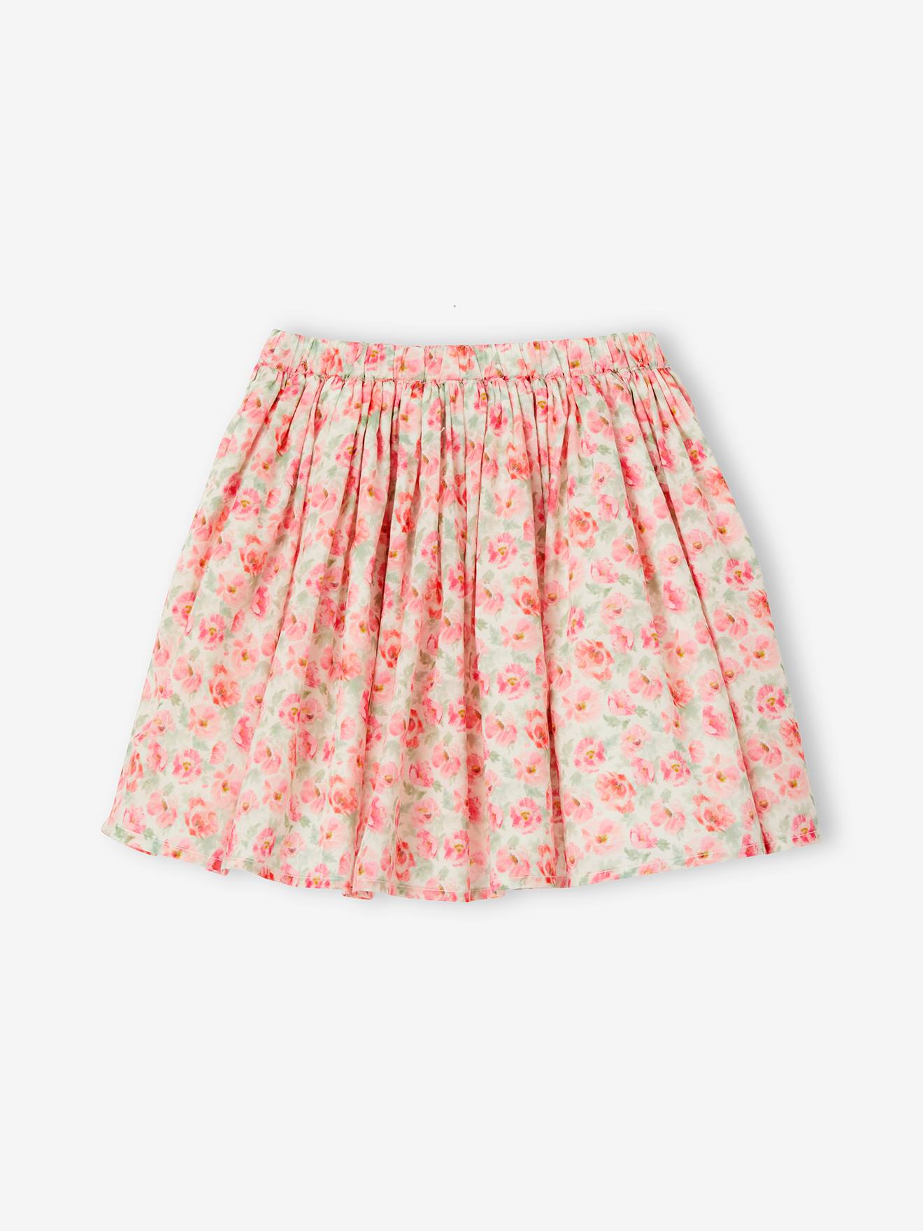 スカート papier Enfant wrapped skirt / White Special Occasion Floral Skirt for Girls - white light all