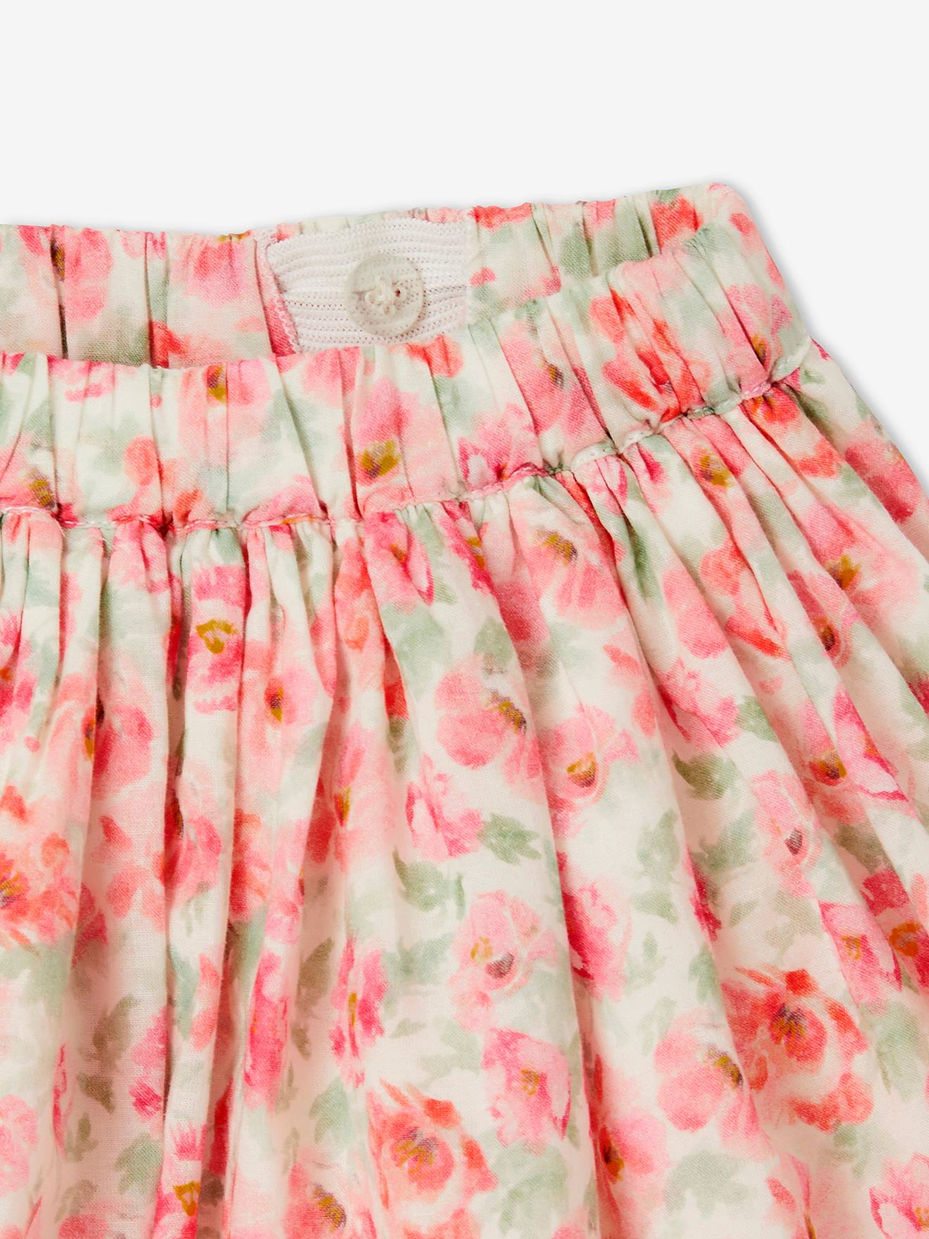 Special Occasion Floral Skirt for Girls - white light all