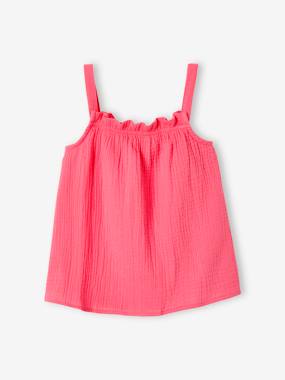 -Strappy Blouse in Cotton Gauze, for Girls