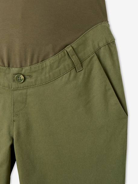 Chino Trousers in Stretch Cotton for Maternity GREEN DARK SOLID - vertbaudet enfant 