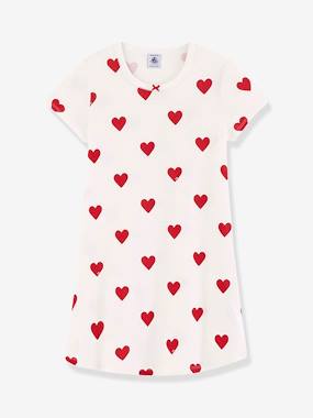 Girls-Nightwear-"Hearts" Nightie in Organic Cotton for Girls, by Petit Bateau