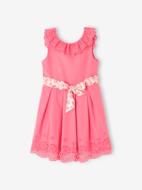 Special Occasion Dress with Details in Broderie Anglaise, for Girls  - vertbaudet enfant