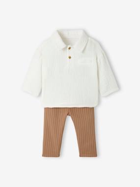 -Special Occasion Outfit: Striped Trousers & Shirt, for Babies
