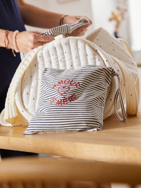 Mum/Baby Maternity Ward Kit, Maternity & Nursing Special WHITE LIGHT STRIPED - vertbaudet enfant 