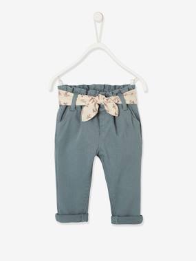 -Pantalon avec ceinture en tissu bébé