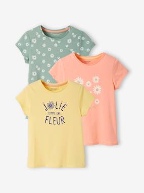 -Pack of 3 Assorted T-shirts, Iridescent Details for Girls