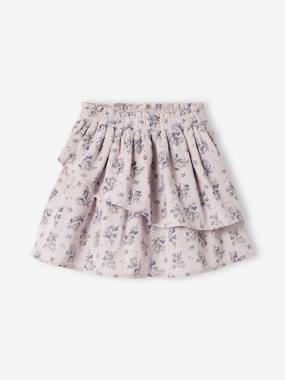 Girls-Skirts-Skirt with Ruffle, Floral Print, for Girls
