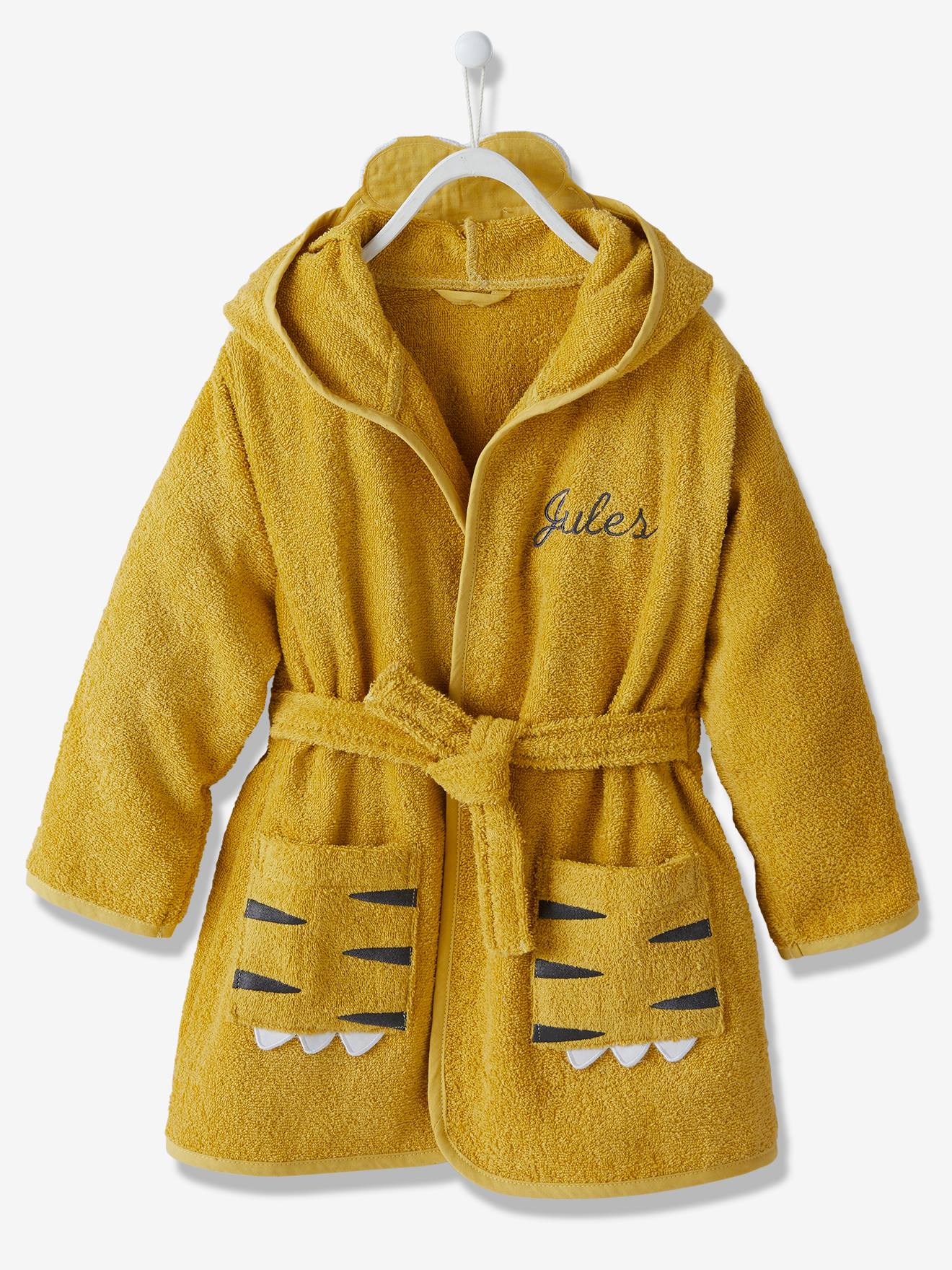 Tiger Bathrobe for Children yellow print