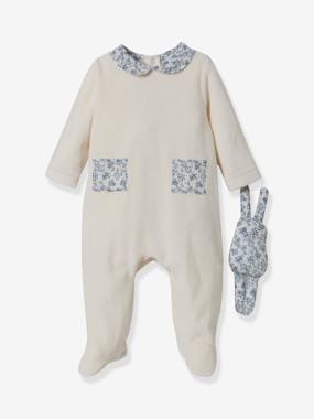 Baby gift set: velour and Liberty floral sleepsuit + plush toy  - vertbaudet enfant