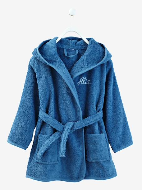 Peignoir de bain à capuche enfant BEIGE+BLEU DENIM+BLEU GRIS+CORAIL+parme+VERT BLEUTE+VERT FONCE - vertbaudet enfant 
