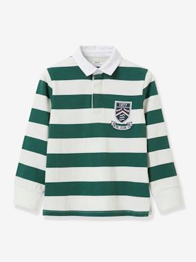 -Striped Rugby Shirt in Organic Cotton for Boys, by CYRILLUS