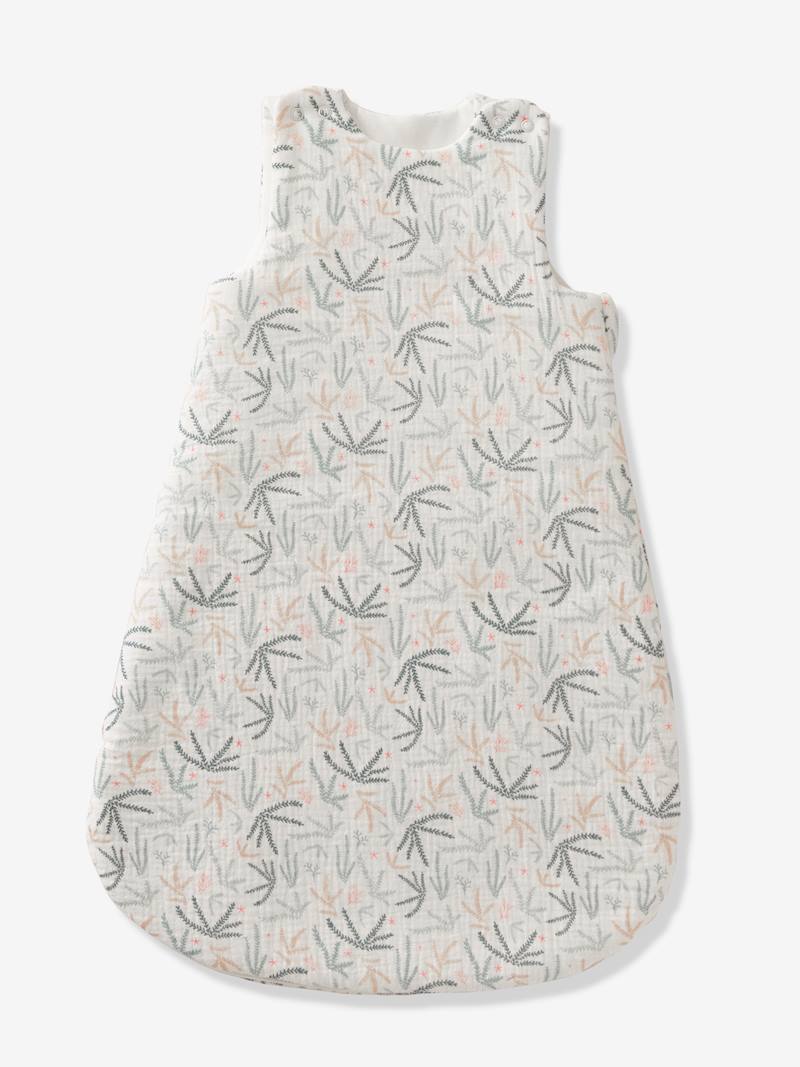 Sleeveless Baby Sleep Bag in Cotton Gauze, Under the Ocean blue light