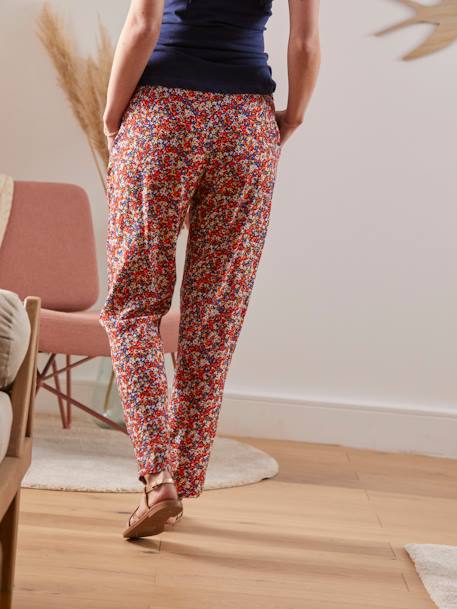 Printed, Fluid Trousers in Viscose, for Maternity BLUE DARK ALL OVER PRINTED - vertbaudet enfant 