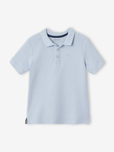 Short Sleeve Polo Shirt, Embroidery on the Chest, for Boys BLUE LIGHT SOLID WITH DESIGN+BLUE MEDIUM SOLID WITH DESIGN+electric blue+Green+GREY MEDIUM MIXED COLOR+pastel yellow+Red+WHITE LIGHT SOLID WITH DESIGN - vertbaudet enfant 