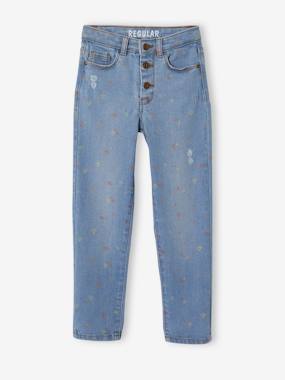 Girls-Jeans-Straight Leg Jeans with Distressed Details for Girls